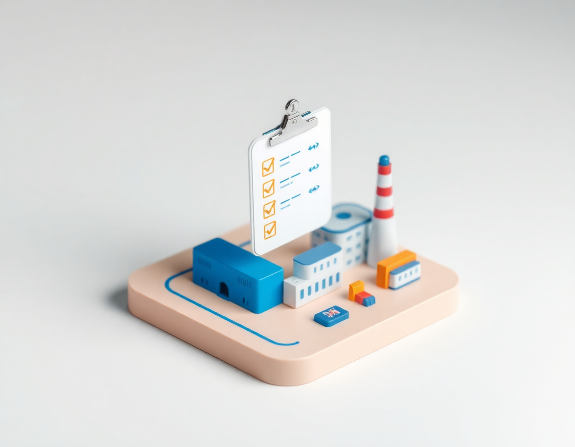 Formulaire isométrique flottant au-dessus d'une usine miniature